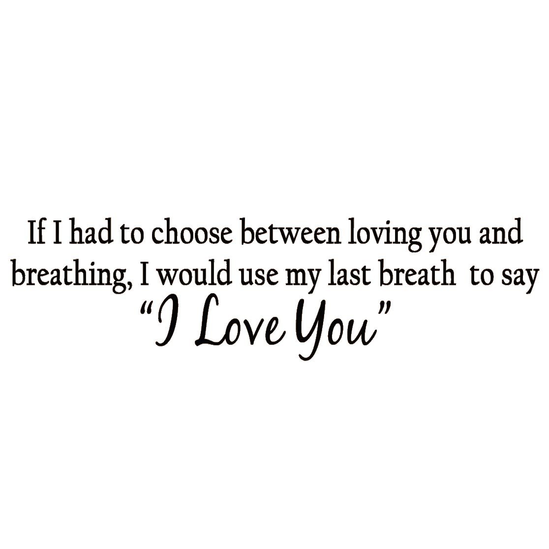 VWAQ If I Had to Choose Between Loving You and Breathing, I Would Use My Last Breath to Say I Love You Vinyl Decal Wall Art Saying