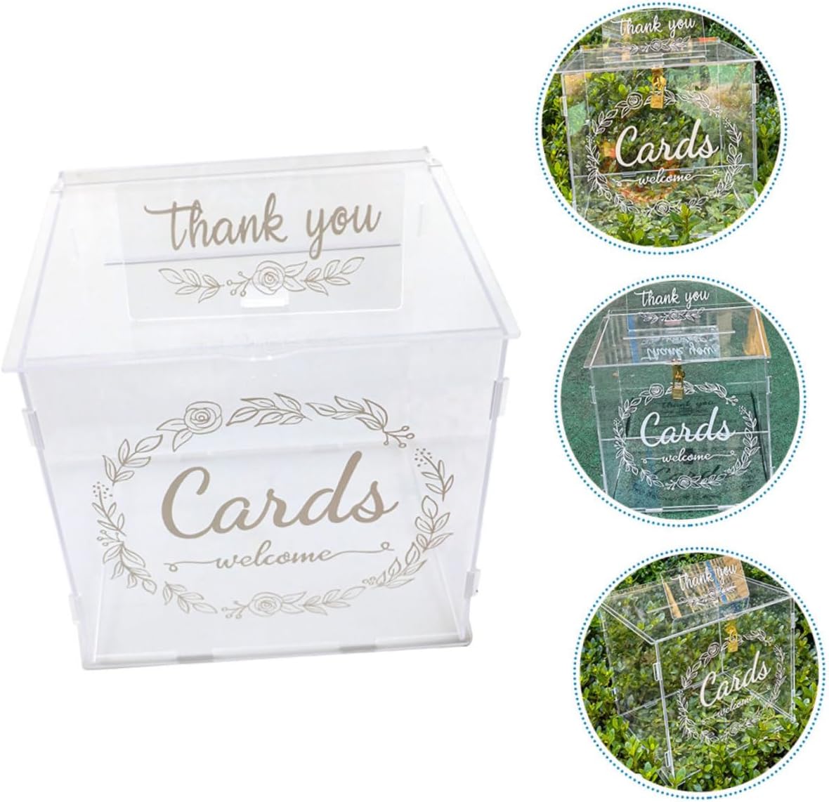 Wedding Envelope Box Acrylic Card Storage Holder Money Box for Wedding Lock Decorative Style