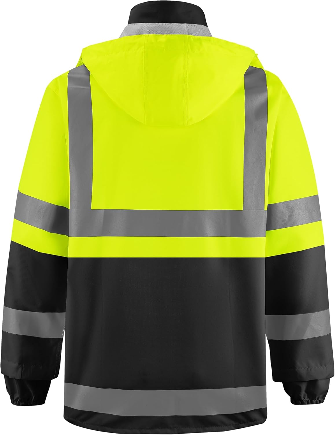 iCreek Reflective High Visibility Safety Jacket,Safety Rain Jacket with Hood,Lightweight Workwear for Outdoor Construction - Image 2
