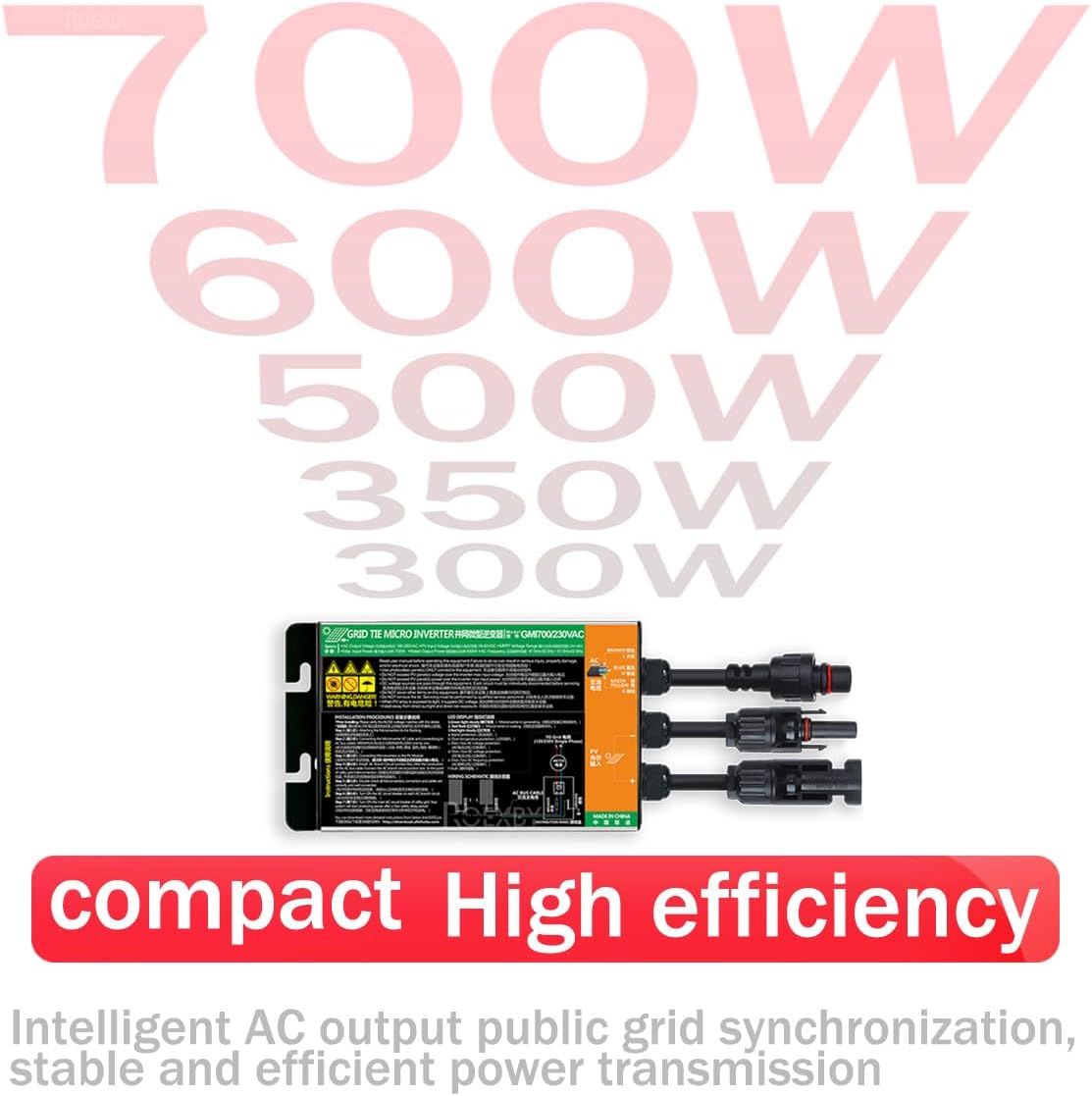 High-Efficiency Grid Tie Solar Inverter with MPPT Technology, 110V Output, for 24V 36V Solar Panel,Versatile 350W/500W/700W, Ideal for Outdoor Active (500, Watts) (700, Watts)