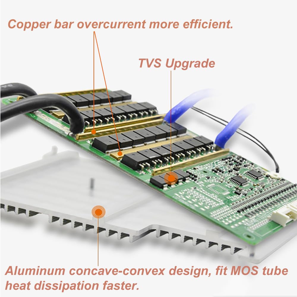 BMS - Placa de protección de cargador, 16S 100A 3.2V con módulo de protección equilibrada para batería de litio LiFePO4