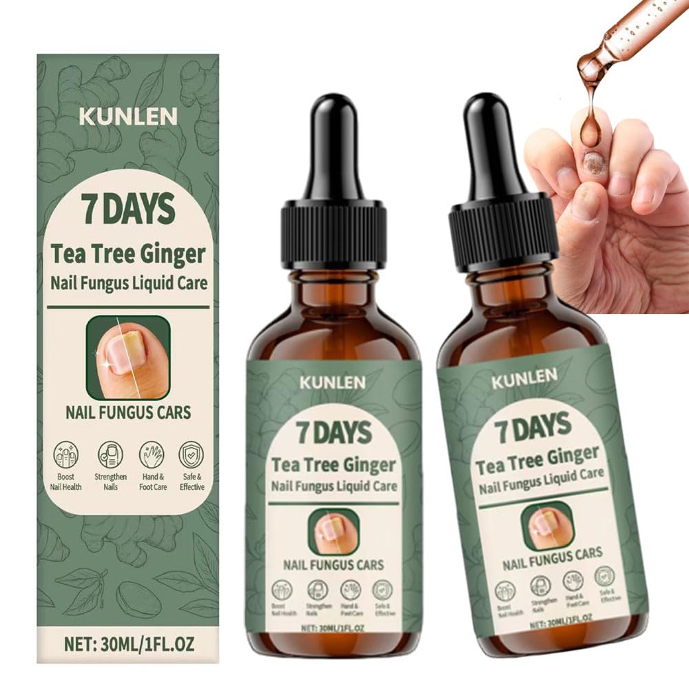 7 Days Nail Treatment,Tea Tree Ginger Nail Liquid Care,7 Days Ginger Nails Growth Serum, Multi-Purpose Nails Strengthener Oil Serum(2PCS)