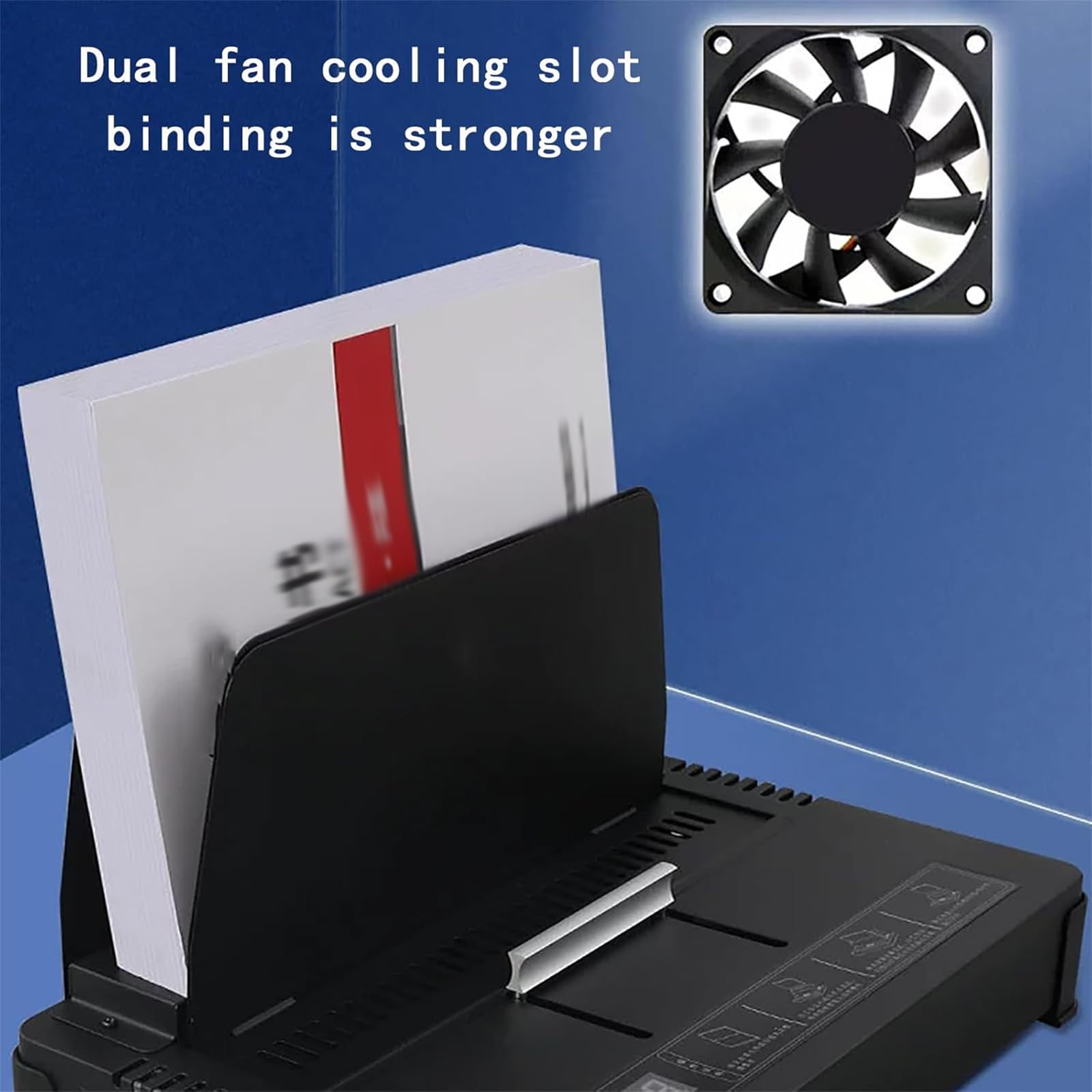 Encuadernadora Térmica Eléctrica 55 Mm, Encuadernadora Térmica 100 W con Ranuras Enfriamiento Doble Ventilador, Precalentamiento Rápido 3 Minutos/Calentamiento Cerámico 2 Niveles 50s, 100s