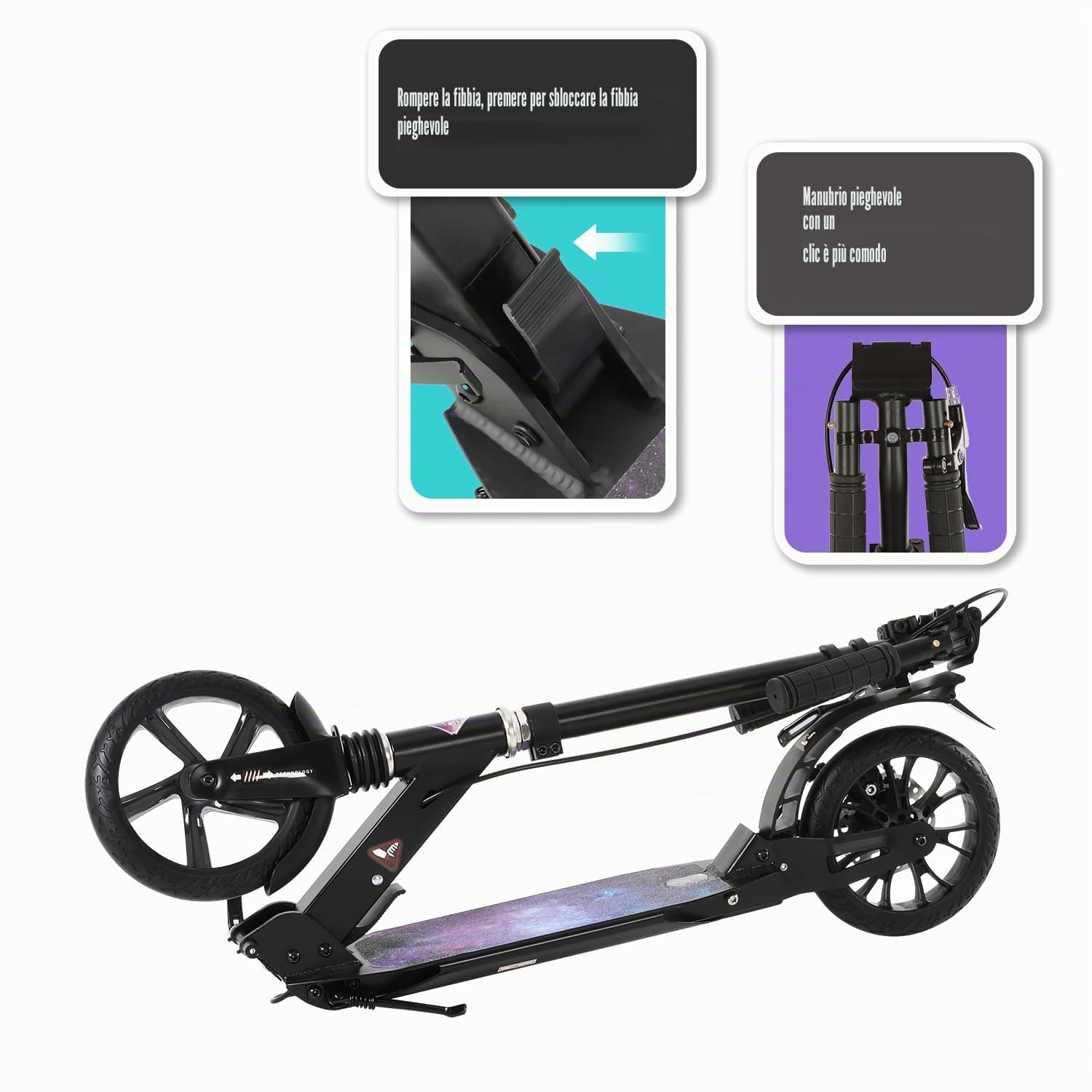 ISE Monopattino per Adulti e Bambini, Monopattino a Spinta Pieghevole Regolabile Scooter per Ragazzo Ragazza