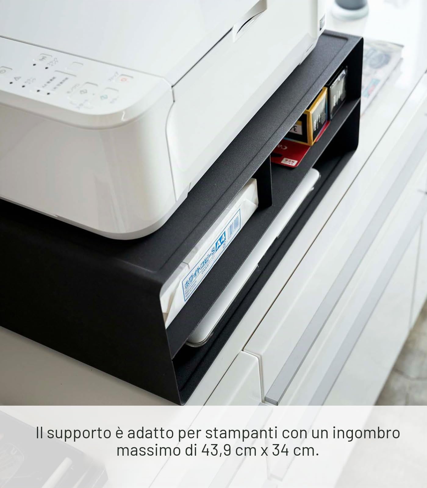 YAMAZAKI home Tower Supporti per Stampante, Acciaio, Magnete, Silicone, Nero