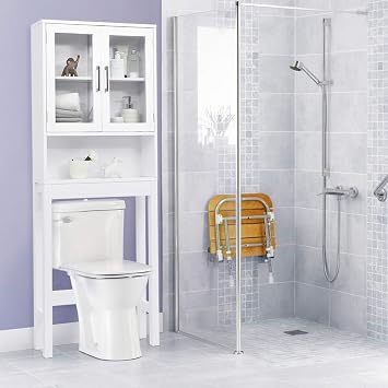 BestComfort Over The Toilet Cabinet Storage, Bathroom Space Saver, Organizer Over Toilet Storage, Freestanding Above The Toilet Shelves Rack Unit 64 H