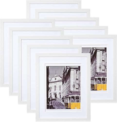 eletecpro Juego de 10 marcos de fotos de 11 x 14 pulgadas, collage de fotos, decoración de pared, fotos de 8 x 10 pulgadas con paspartú o de 11 x 14
