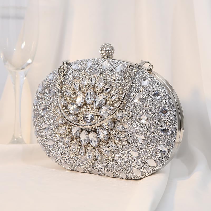 Women Rhinestones Evening Bag Bling Glamorous Clutch Purse Stylish Design Trendy Handbag for Wedding Prom Party