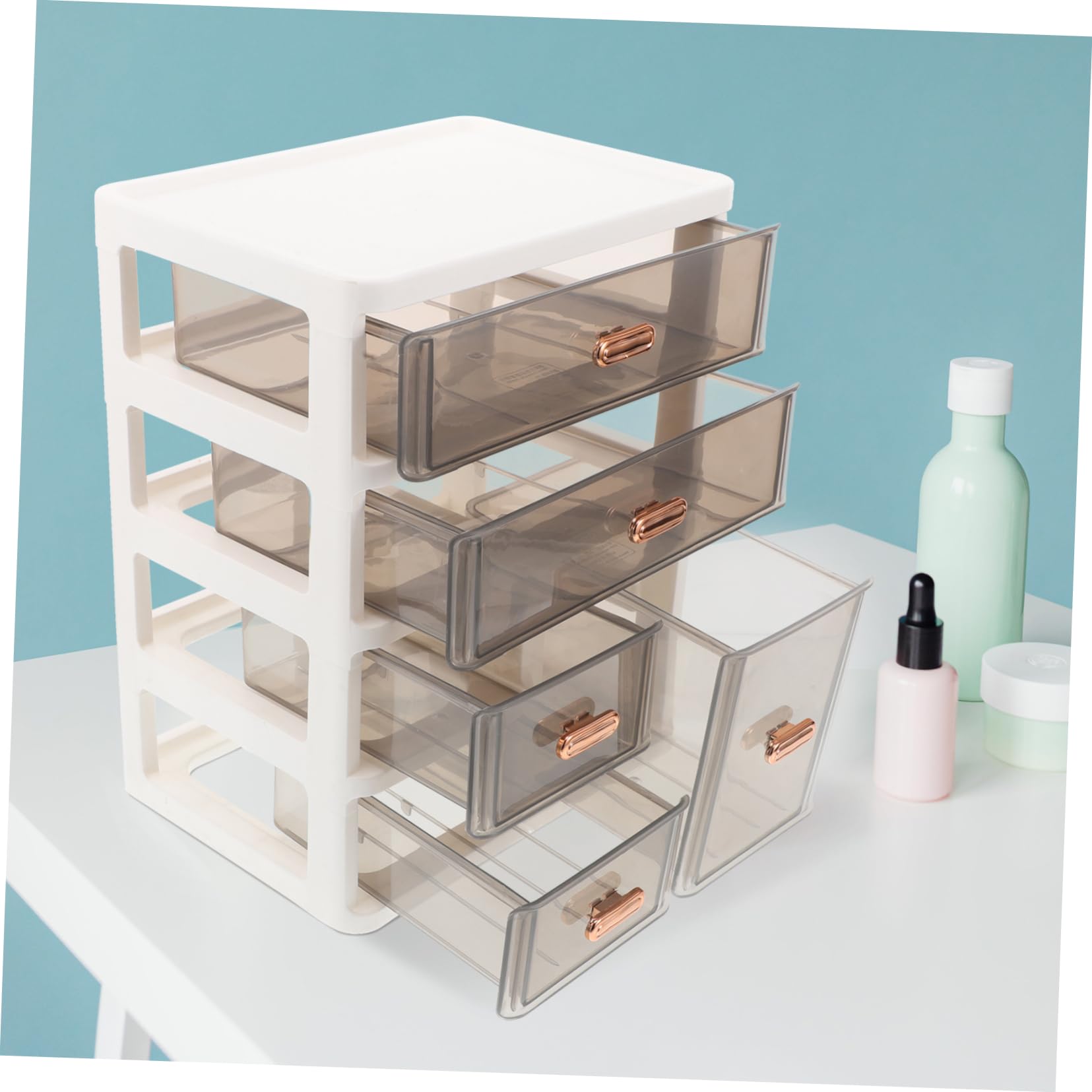 Zerodeko Organisateur de Bureau Transparent en PP, avec Tiroirs, Rangement Multilayer pour Cosmétiques et Soins, pour Coiffeuse et Salle de Bain