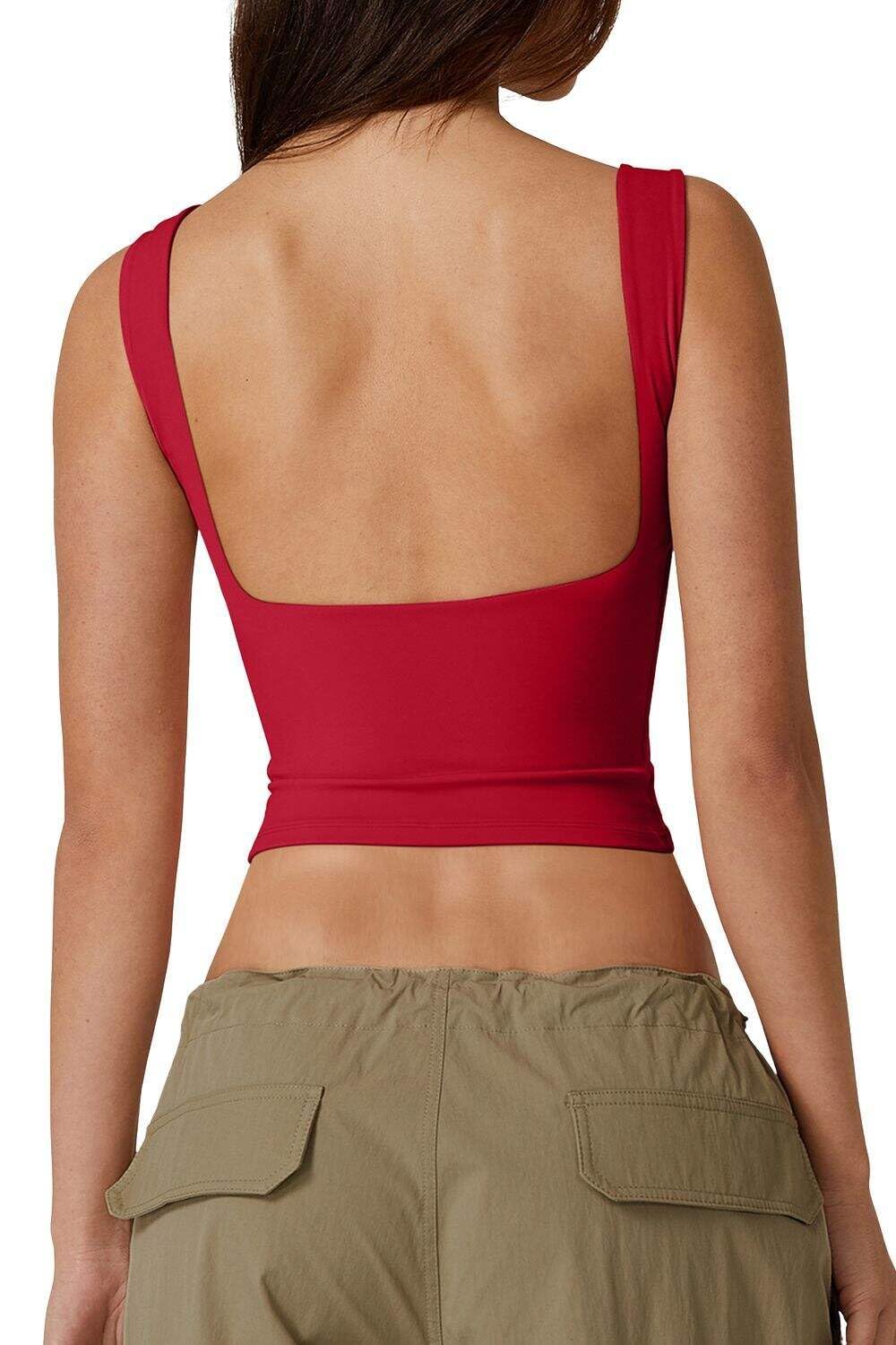 Women's Sexy Open Back Sleeveless Crop Tank High Neck Slim Fit Cropped Tee Shirt Y2k Tops