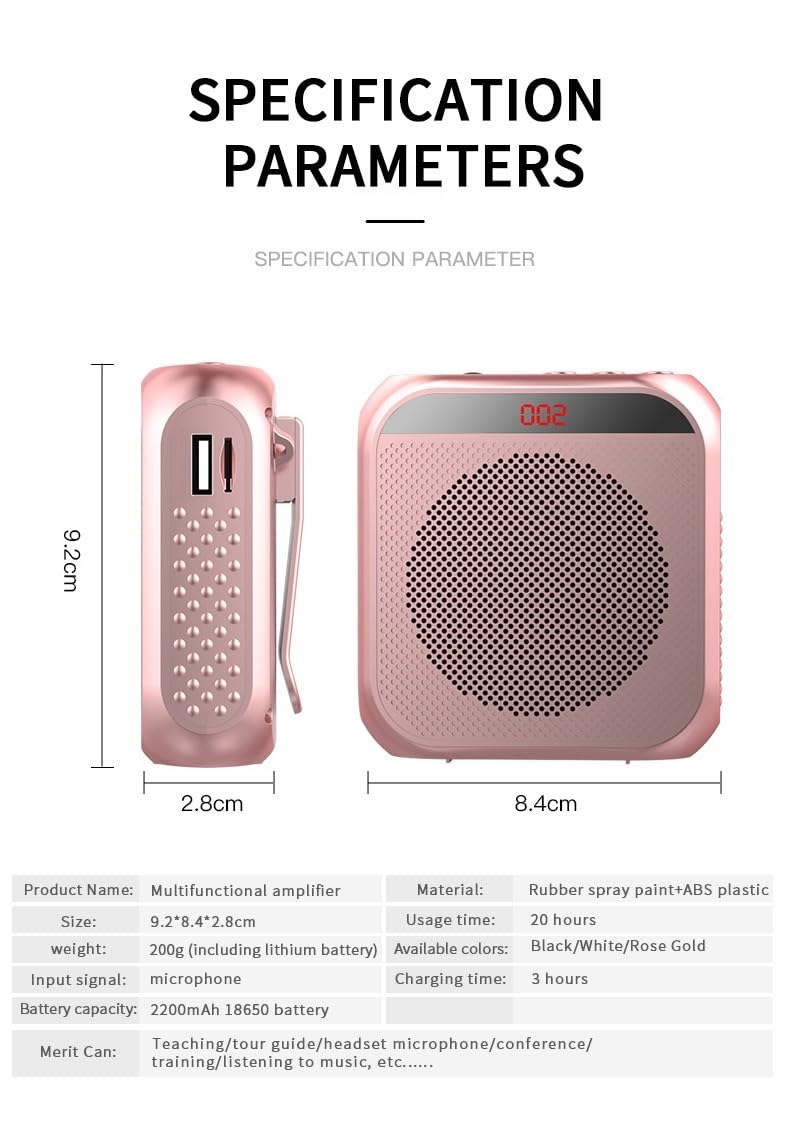 Voice Amplifier Wired Mini Portable Rechargeable with Personal Wired Microphone for Teachers, Classroom, Presentation, Tour Guides, Meeting, Coaches. - Image 4