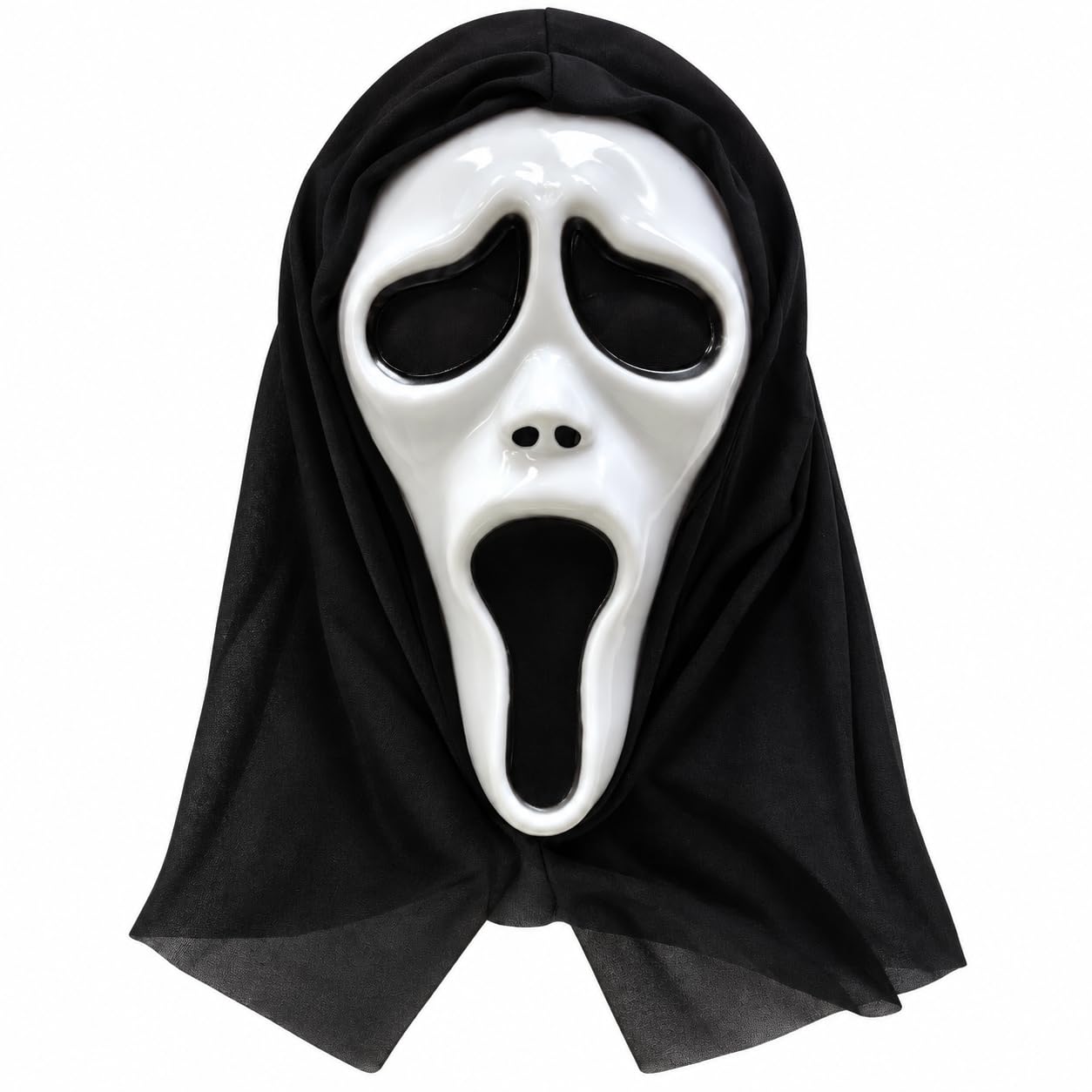 HENBRANDT Screaming Ghost Mask with Black Hood Adult Halloween Fancy Dress
