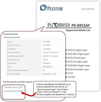 Plextor PX-891SAF 24X SATA DVD/RW Dual Layer Burner Drive Writer - Black (Bulk)