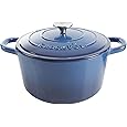 T-fal Cast Iron Enameled Dutch Oven 6 Quart Induction Oven Broiler Safe 500F Pots and Pans, Cookware Blue