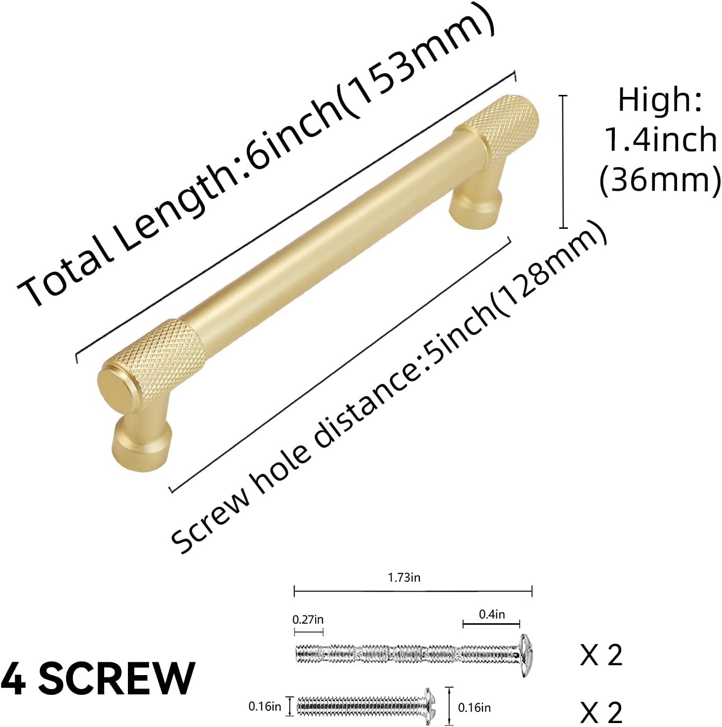 10 Pack 5inch(128mm) Brushed Brass Kitchen Cabinet Handles Knurled Cabinet Pulls Gold Drawer Pulls Cabinet Hardware Kitchen Handles Drawer Pulls Dresser Handles