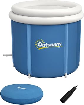 Outsunny Ice Bath Tub, 100 Gallon Cold Plunge Tub w/Thermo Lid, Dark Blue
