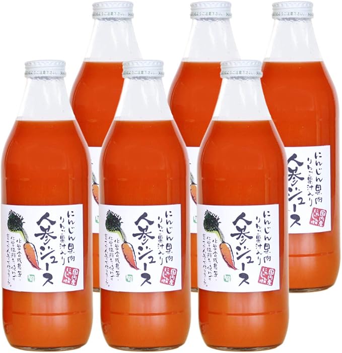 Amazon 国産 無添加 人参ジュース 1l 6本 トロッと濃厚フルーティー 化学合成の農薬 肥料不使用 プロ アクティブ 野菜ジュース フルーツジュース 通販