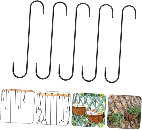 Miniatura 2 de GANAZONO 5 ganchos de jardín para ventana, comederos de pájaros para exteriores, perchas de metal resistentes, macetas para plantas al aire libre,