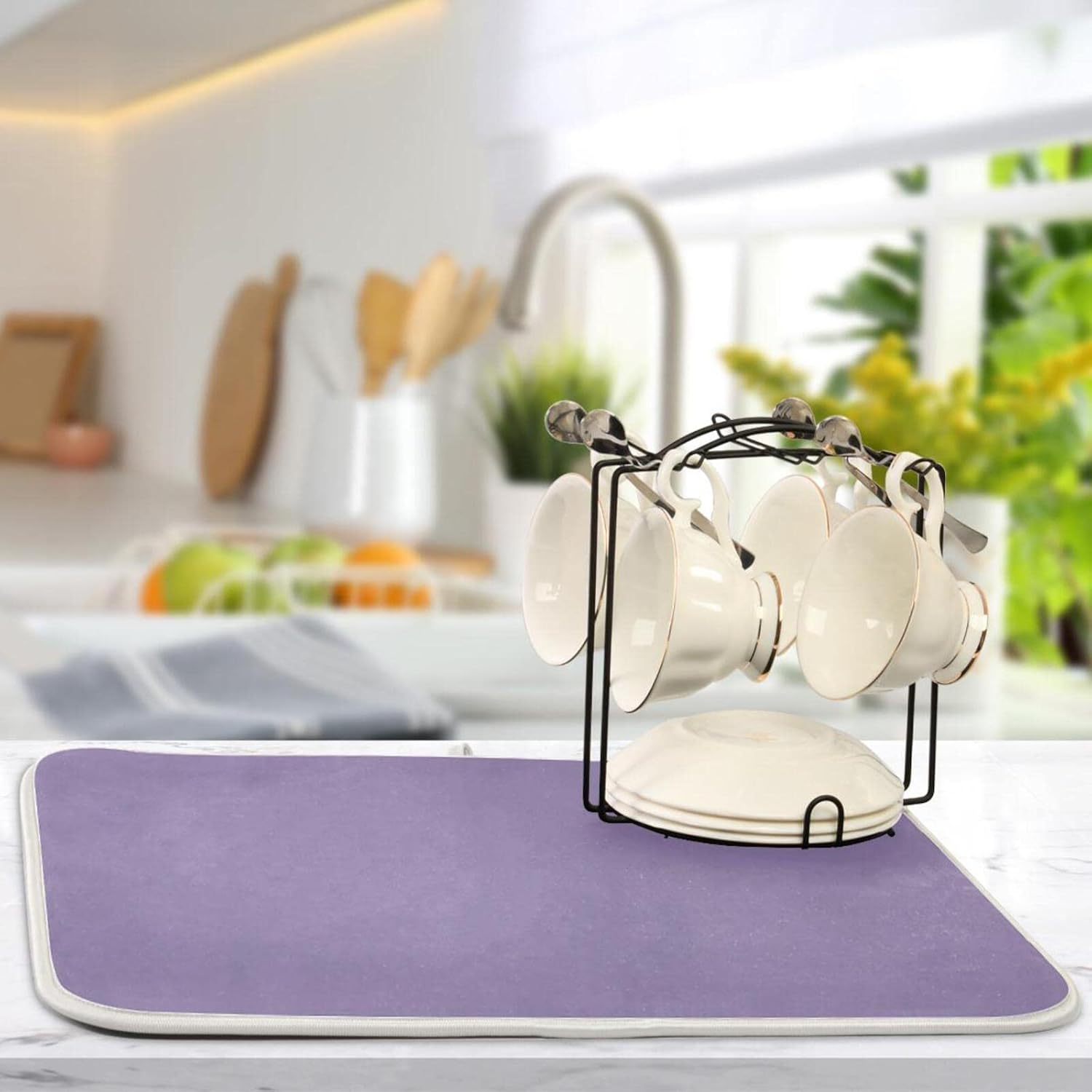 Grayish Purple Absorbent Kitchen Mat St Patricks Day Dish Drying Mat 18 x 24 Kitchen Dish Drainer Mat Dish Drainer Mat for Kitchen Counter Dish Mat