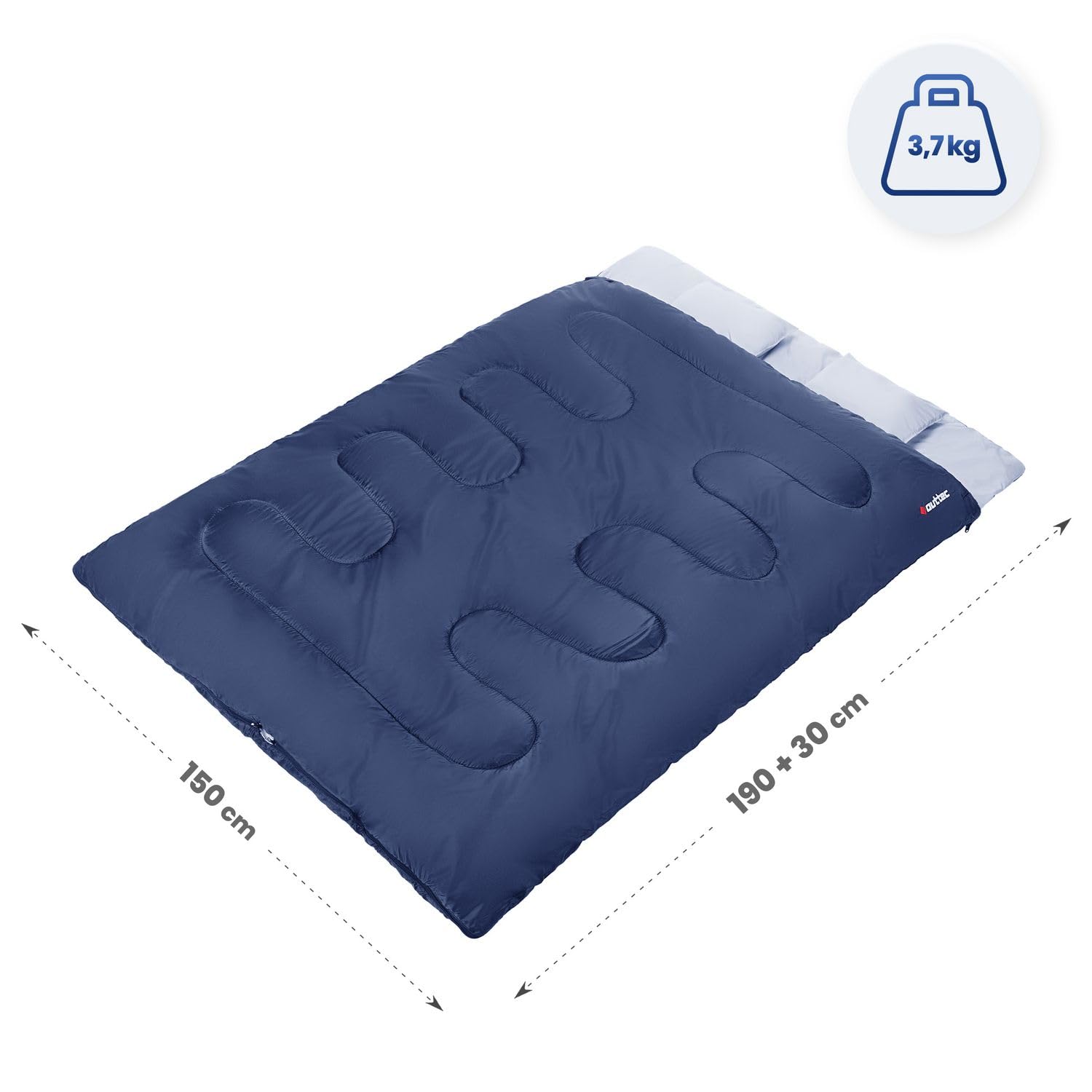 Sac de Couchage 2 Personnes, Rectangulaire Double Sac de Couchage Adulte pour Camping et Randonnée, Idéal Camping Accessoires pour Tente, Sleeping Bag Léger avec Oreillers, Isolé, 3 Saisons