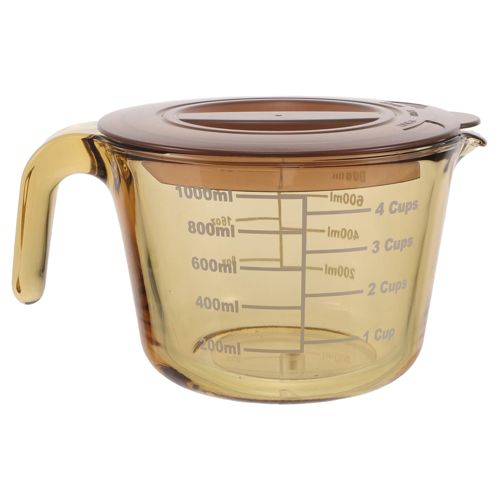 Hitzebeständiger Messbecher aus Glas mit Deckel und Ausgießer – 1000 ml Messbecher zum Backen und Kochen – Vielseitiger Flüssigkeitsmessbehälter