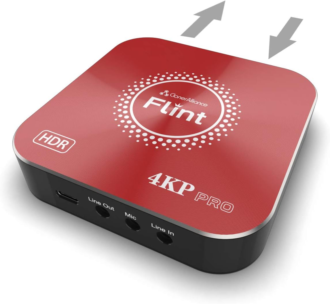 ClonerAlliance Flint 4KP Pro, 4K@60fps HDR Passthrough, 4K@30fps & 1080p@60fps HDR Video Capture with Mic Input, Ultra-Low Latency, For PS5, Xbox X/S.