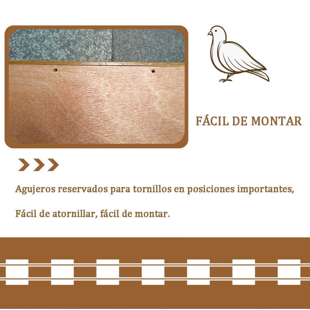 Jaula para pájaros Jaula para palomas resistente de bambú, bandeja de estiércol extraíble, aviario para pájaros, gallinero para palomas portadoras de carreras, caja nido para palomas fácil de instala