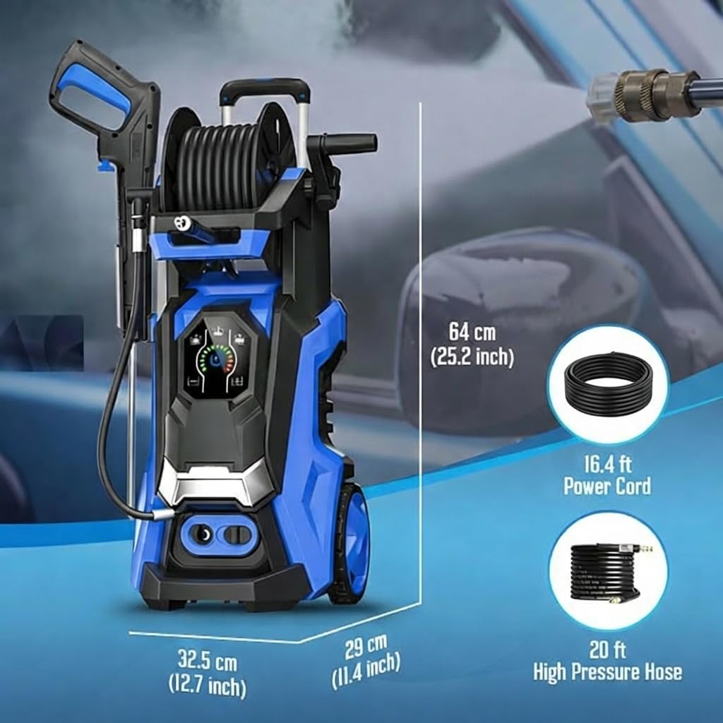 Pressure Washer Power Washer with Touch Screen and Foam Cannon, 5000PSIIMAX, High Pressure Cleaning Machine for Cars, Fences, Patios, Decks and Driveway