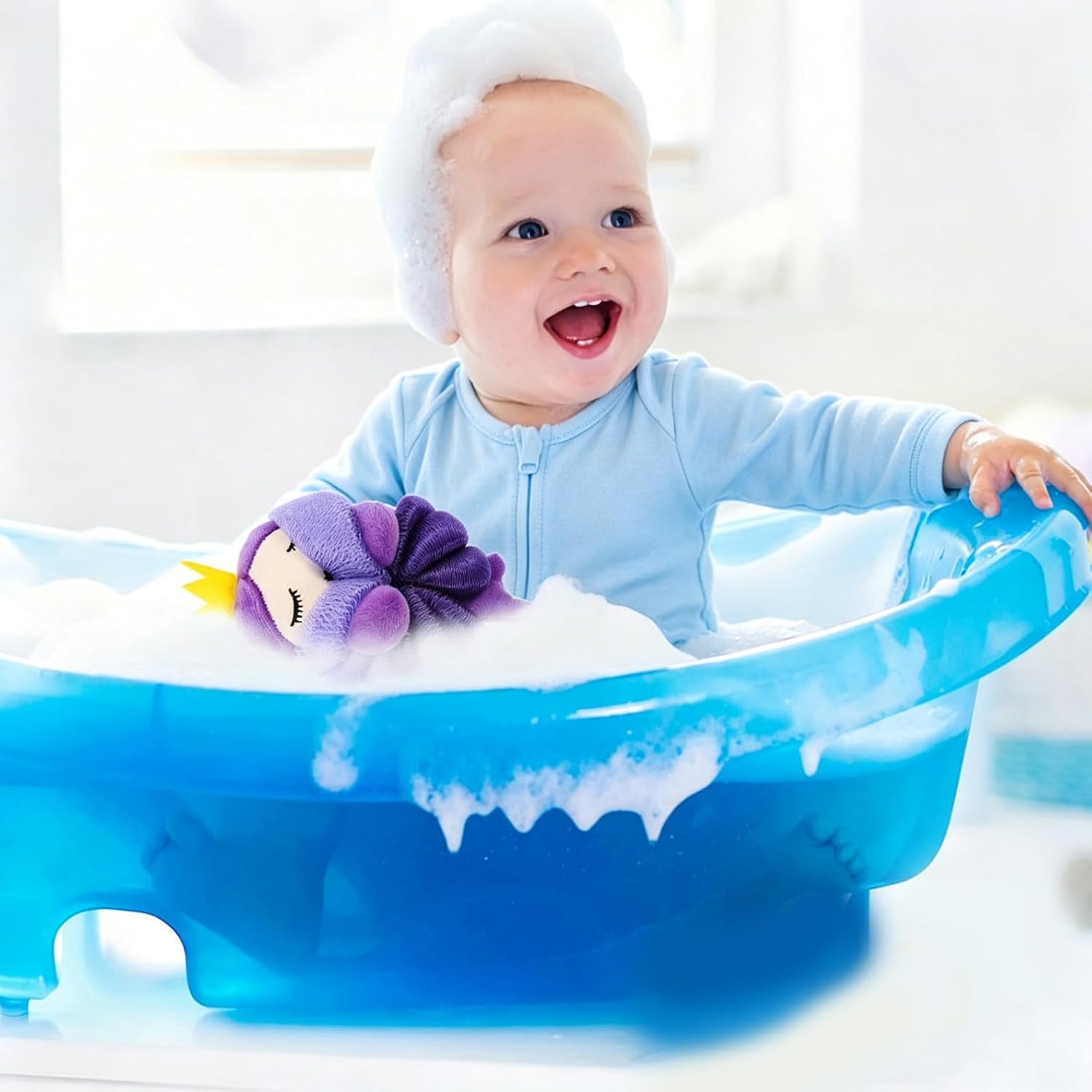 2Pcs Kids Bath Poufs Soft Cartoon Body Scrubber Foaming Shower Loofah for Toddler Bath Accessories 6.29X3.74X1.57In image 5
