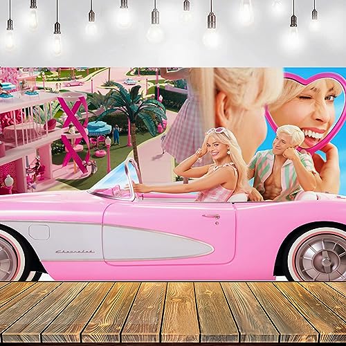 Backdrop Suitable for Barbie Birthday Party Decorations Pink Theme Background Suitable for Barbie Baby Shower Party Cake