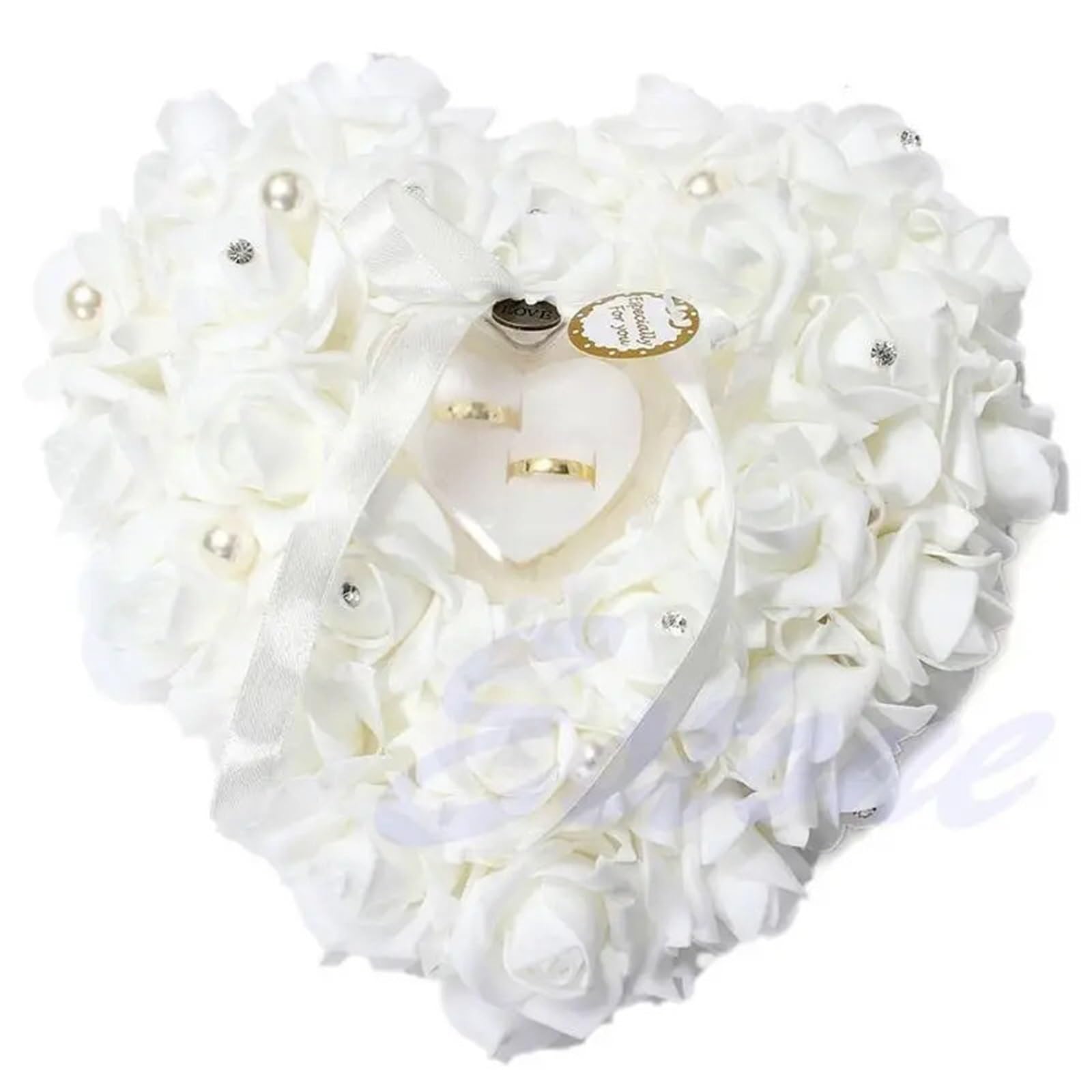 CGRSDSD Ring Bearer Pillow Wedding Ceremony Satin Crystal Ring Bearer Pillow Cushion Ring Pillow