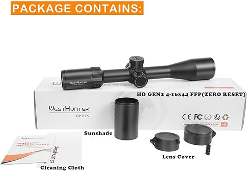 Vista 13 de WestHunter Optics HD 4-16x44 FFP Series - Mira telescópica de competencia de precisión, tubo de 1.181 in, primer plano focal, retícula de vidrio HD