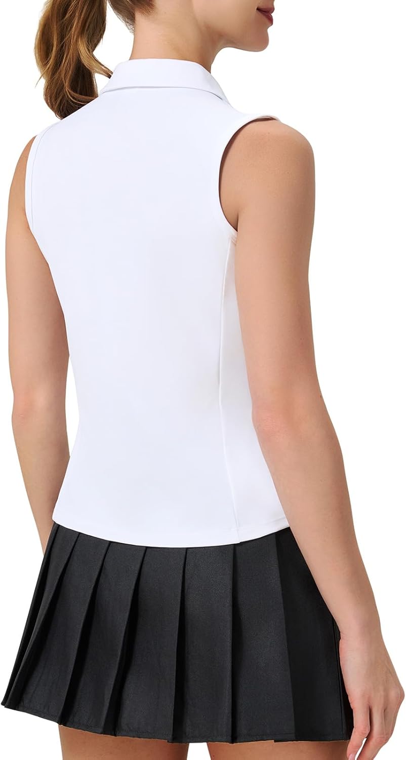 BEROY Womens Sleeveless Golf Shirts 1/4 Zip Tennis Polo Shirts Quick Dry Workout Athletic Tank Tops