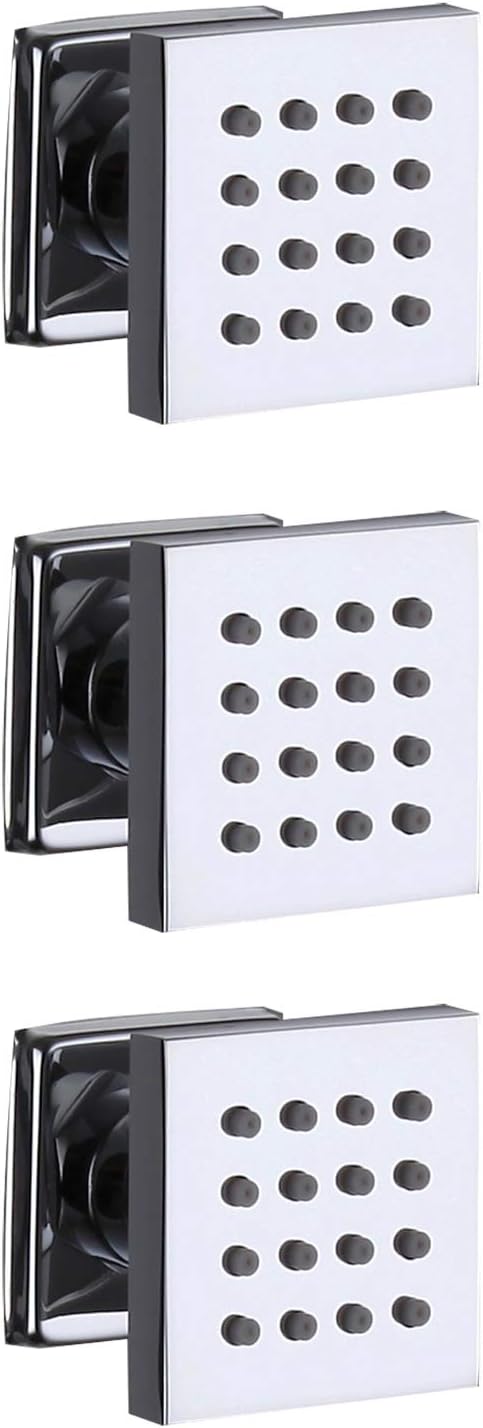 2 Inch Shower Body Jets Adjustable Spa Brass Square Massage Shower Body Sprayer Jets NPT 1/2” Chrome In Wall Shower Accessories