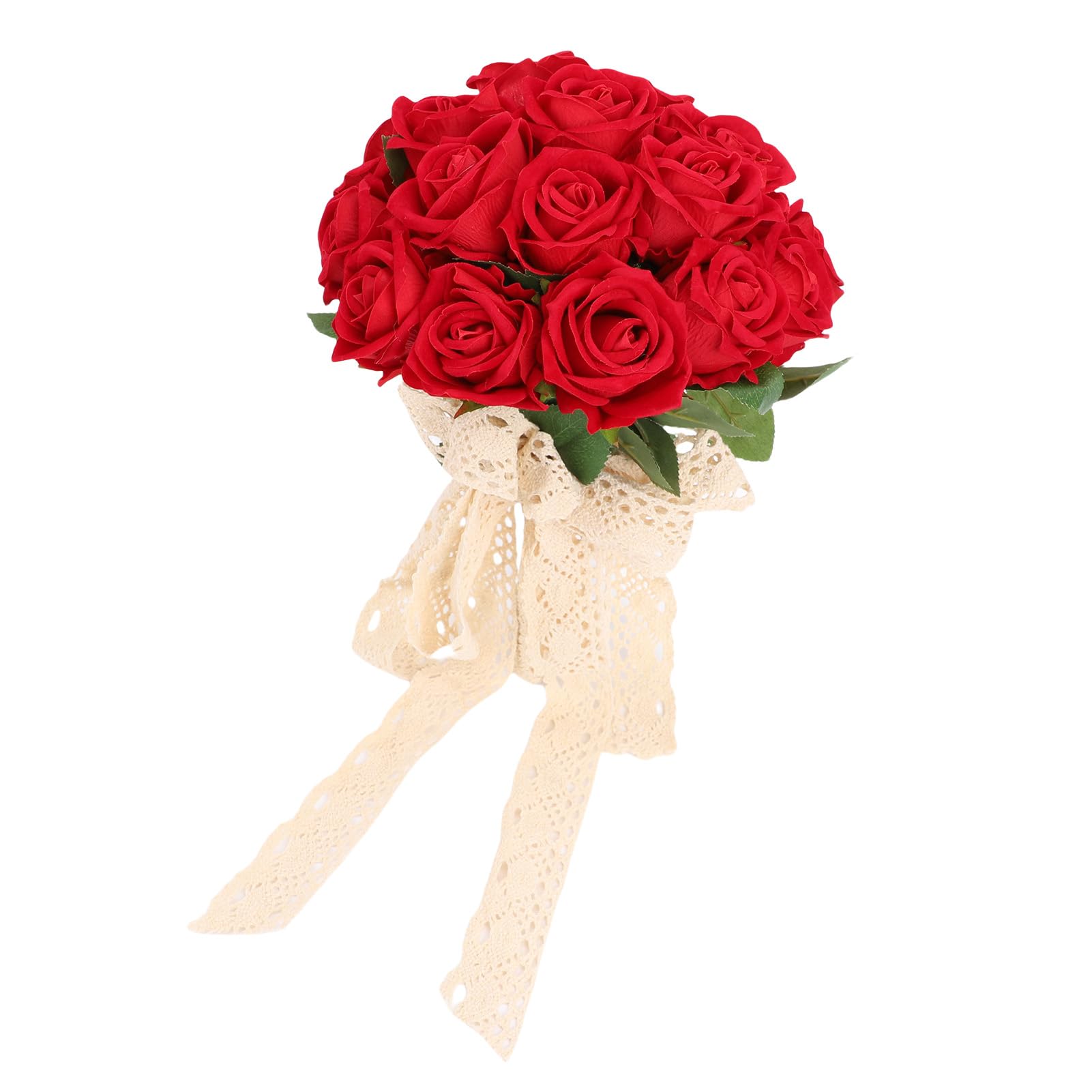 Bouquet da sposa artificiale Rose di seta realistiche a prova di sbiadimento (Rossa)