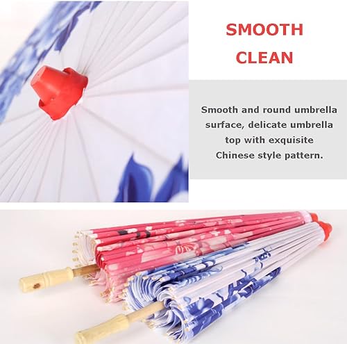 Miniatura 4 de Diyeeni Sombrilla tradicional china hecha de tela resistente, diámetro del paraguas 32.3 in, mango de madera 21.7 in, maravilloso disfraz de baile,