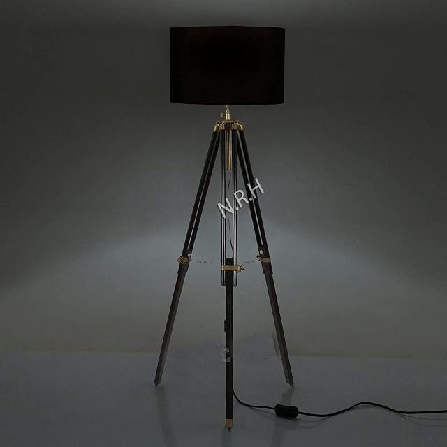 Tripod Floor Lamps for Living Room, Mid Century Modern Standing Light for Bedroom, Adjustable Design, Lamp for Office-with Black Finish ( Without Shade)