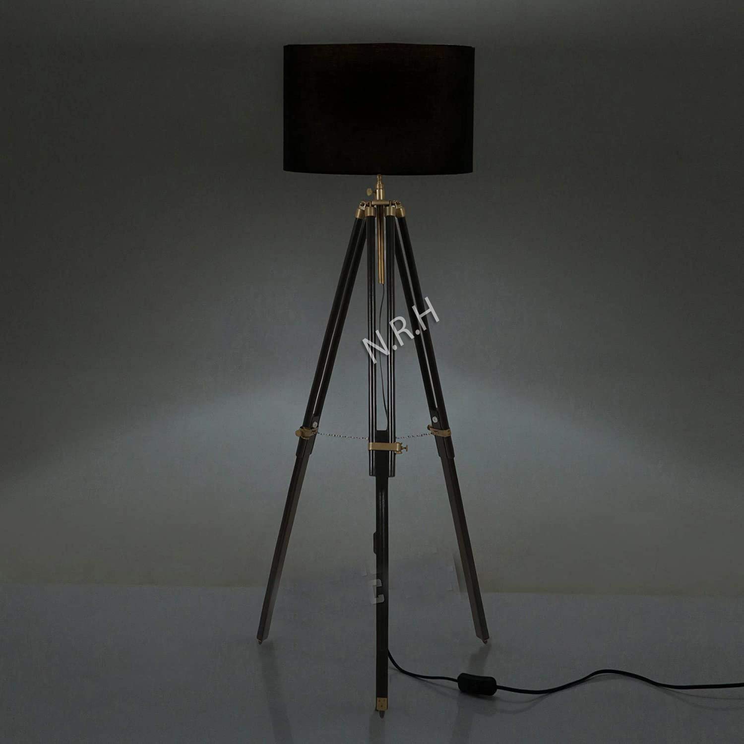 Nautical Replica Hub Antique Brass Floor Lamp Tripod Base Bedroom Decor (Without Shade)