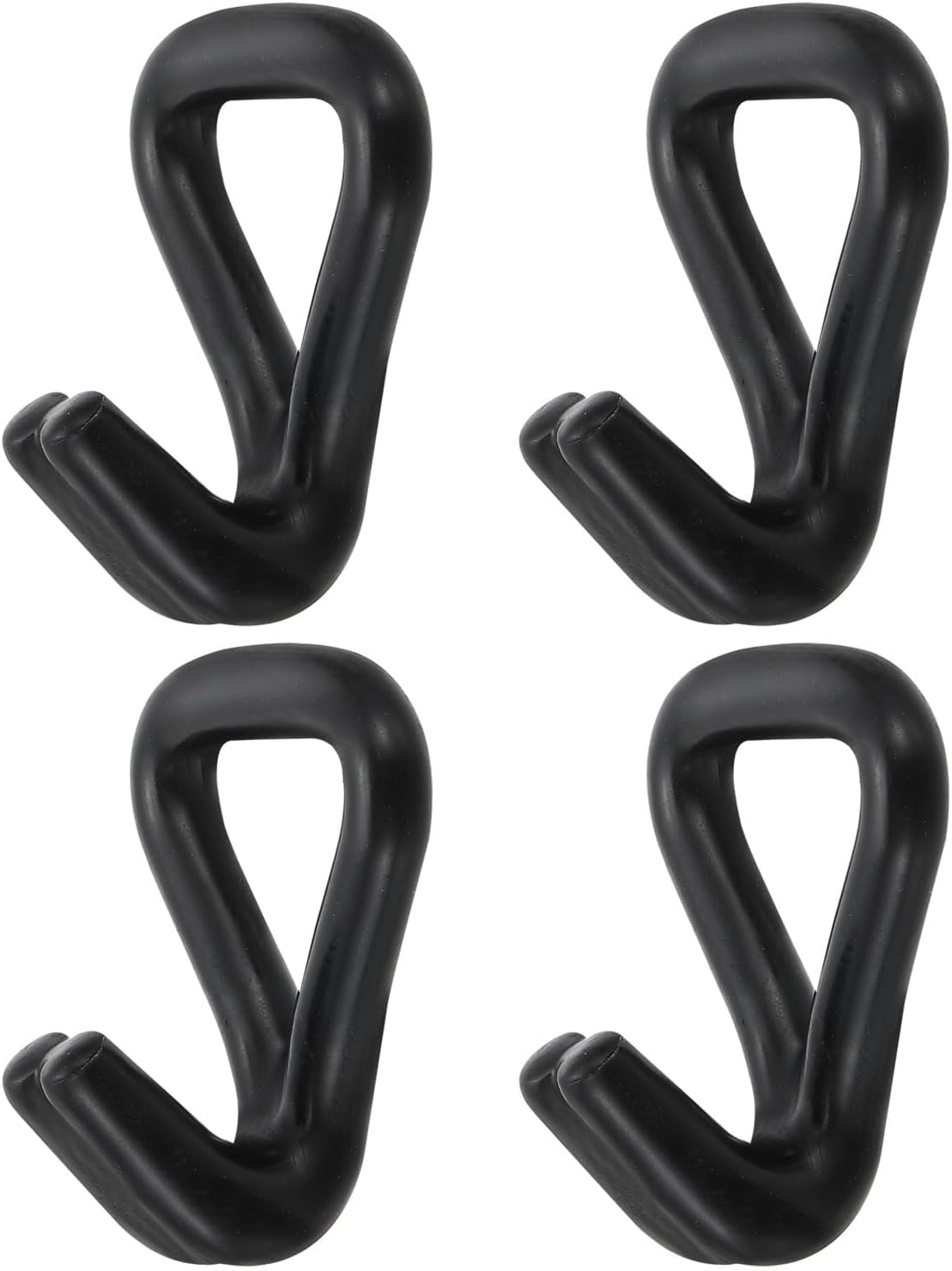 4 Pack Ratchet Double J Hook Load 2204 LBS for 7.5mm Tie Down Strap Webbing on Car Truck Trailers Towing Strap, Black