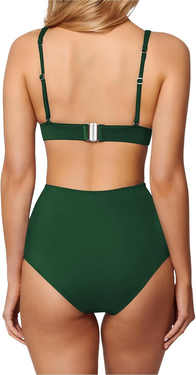 Swim Suits for Women 2 Piece High Waisted Bikini Sets Deep V Neck Bathing Swimming Suits Women's Swimwear Swimsuit - Image 6