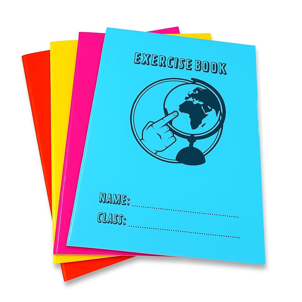 Sixstore A5 Exercise Books, 88 Pages Each Book, Pack of 4 Notebooks, Assorted Colours, 8 mm
