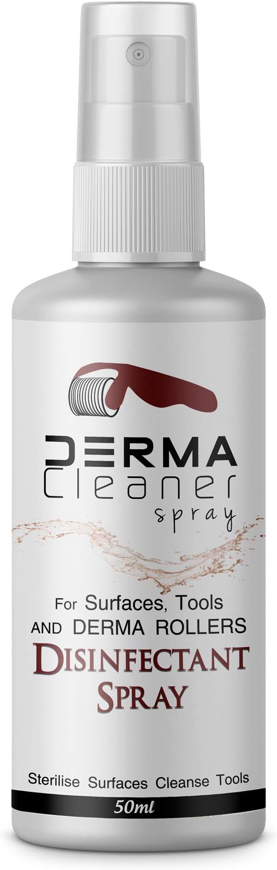 Derma Roller Disinfectant Cleaner & Steriliser Spray Kills 99.99% of Bacteria Make Up, Cosmetic Brush Make Up Remover Skin Needling Rollers & Micro needling Antibacterial, Antifungal, Easy Spray 50ml