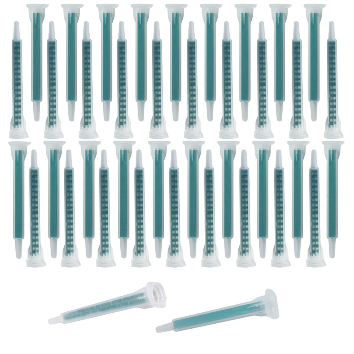 PIQIUQIU 50 Pezzi Ugello Miscelatore Epossidico Ugello Statico Cartucce Adesive Punta per 50 ml / 1,7 oz (Rapporto 1:1/1:2) FMA06-16