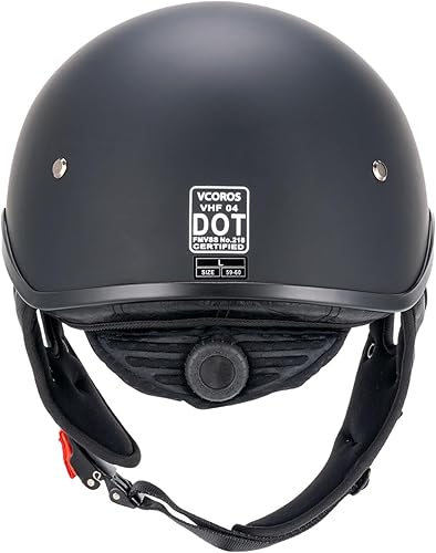 Miniatura 4 de VCOROS Half Helmets VHF04 - Parasol de cara abierta para motocicleta, hebilla de liberación rápida, ajustable, aprobado por DOT, para ciclismo,