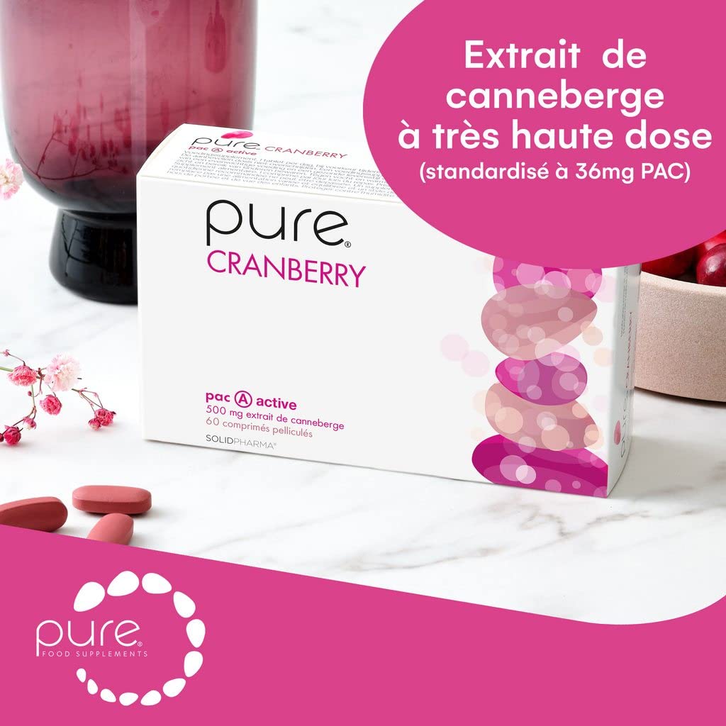 Pure Cranberry – 60 Comprimés de Cranberry Hautement Dosés, Supplément Nutritionnel Enrichissant Pour le Renforcement de la Vessie, Comprimés de Vitamines Complexes Contre la Cystite