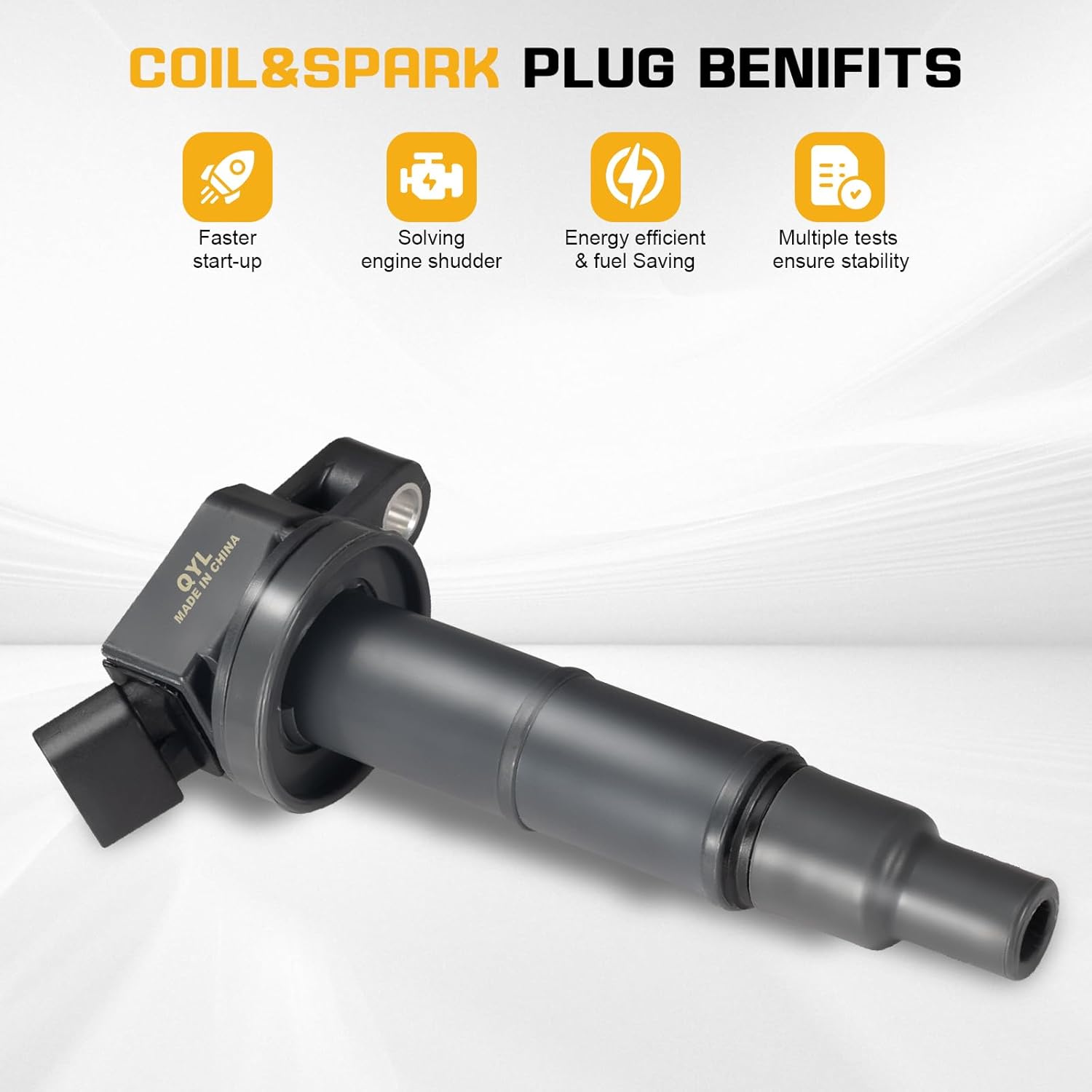 QYL Pack of 4Pcs Ignition Coils Compatible with Toyota Camry Solara Rav4 Highlander/Scion Tc Xb #UF333 C1330 6731307 90919-02244