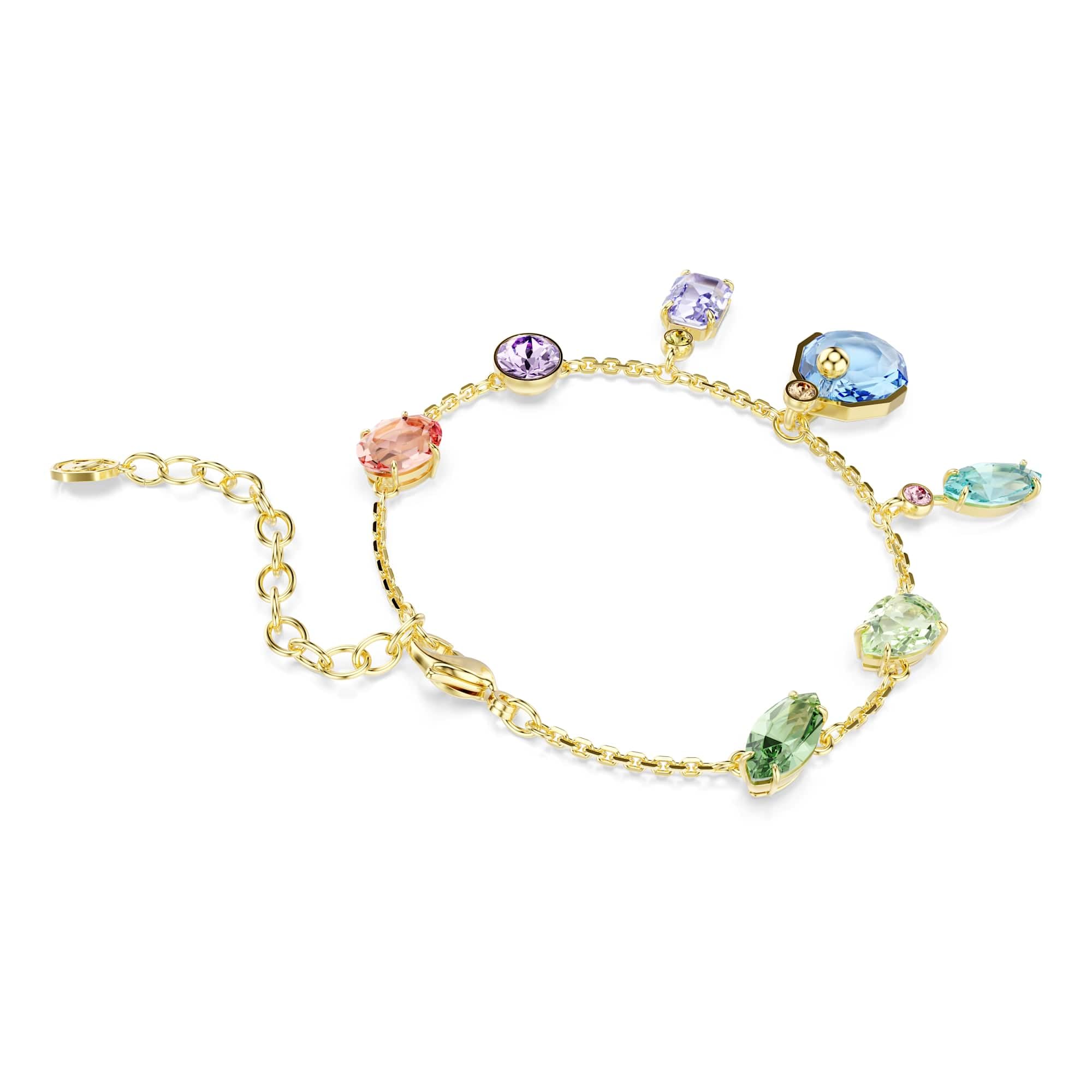 Swarovski Gema Armband, Verschiedene Schliffe, Schwingende Kristalle, Mehrfarbig, Goldlegierungsschicht