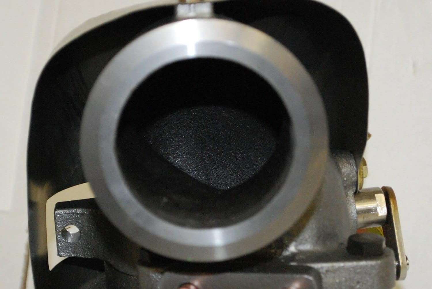 Close-up of turbocharger exhaust outlet