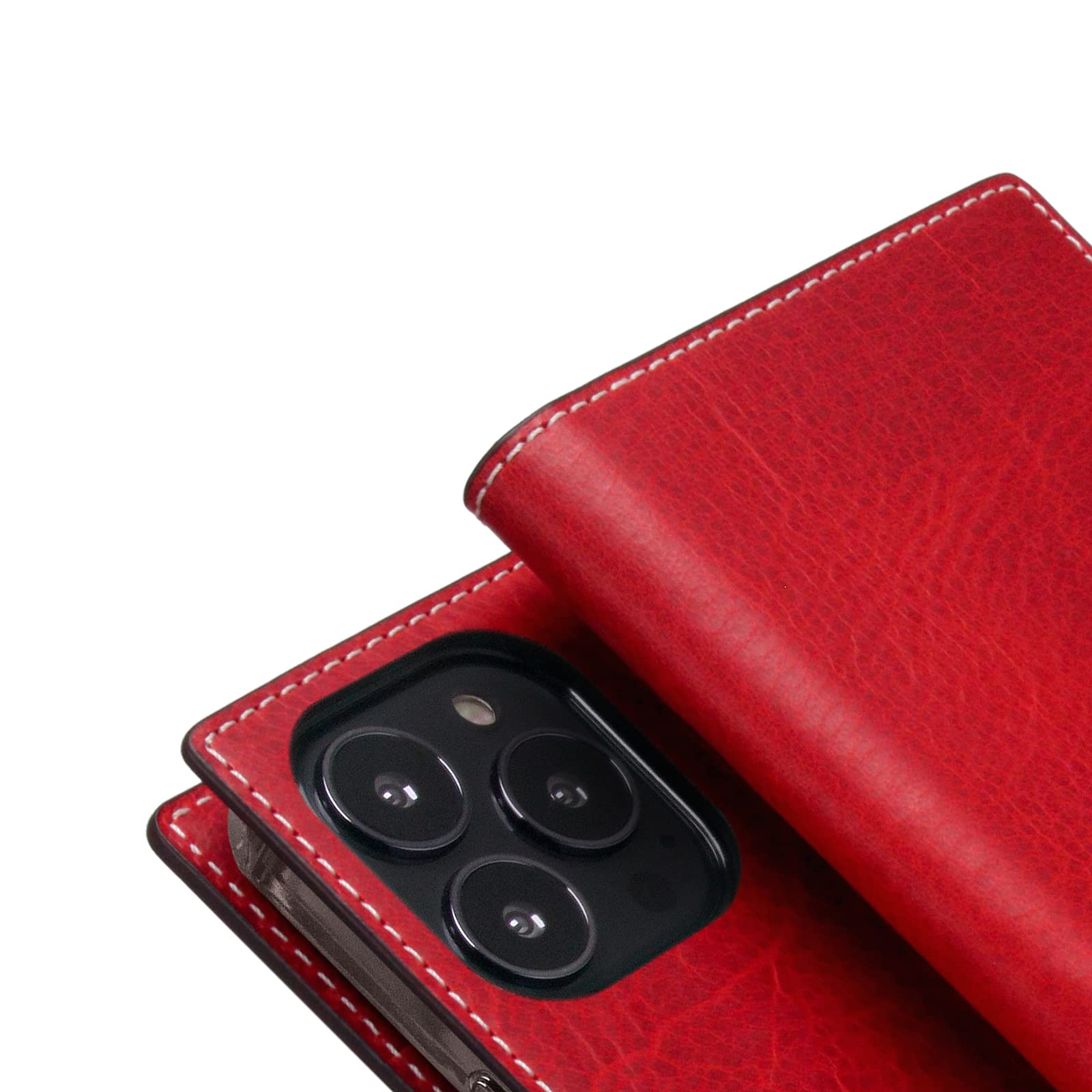SLG Skórzane etui portfelowe kompatybilne z iPhone 14 Pro, D7, włoski woskowy skórzany pamiętnik, etui z klapką z przegródką na karty z pudełkiem na prezent, ręcznie robione i zaprojektowane dla iPhone'a 14 Pro (czerwone)
