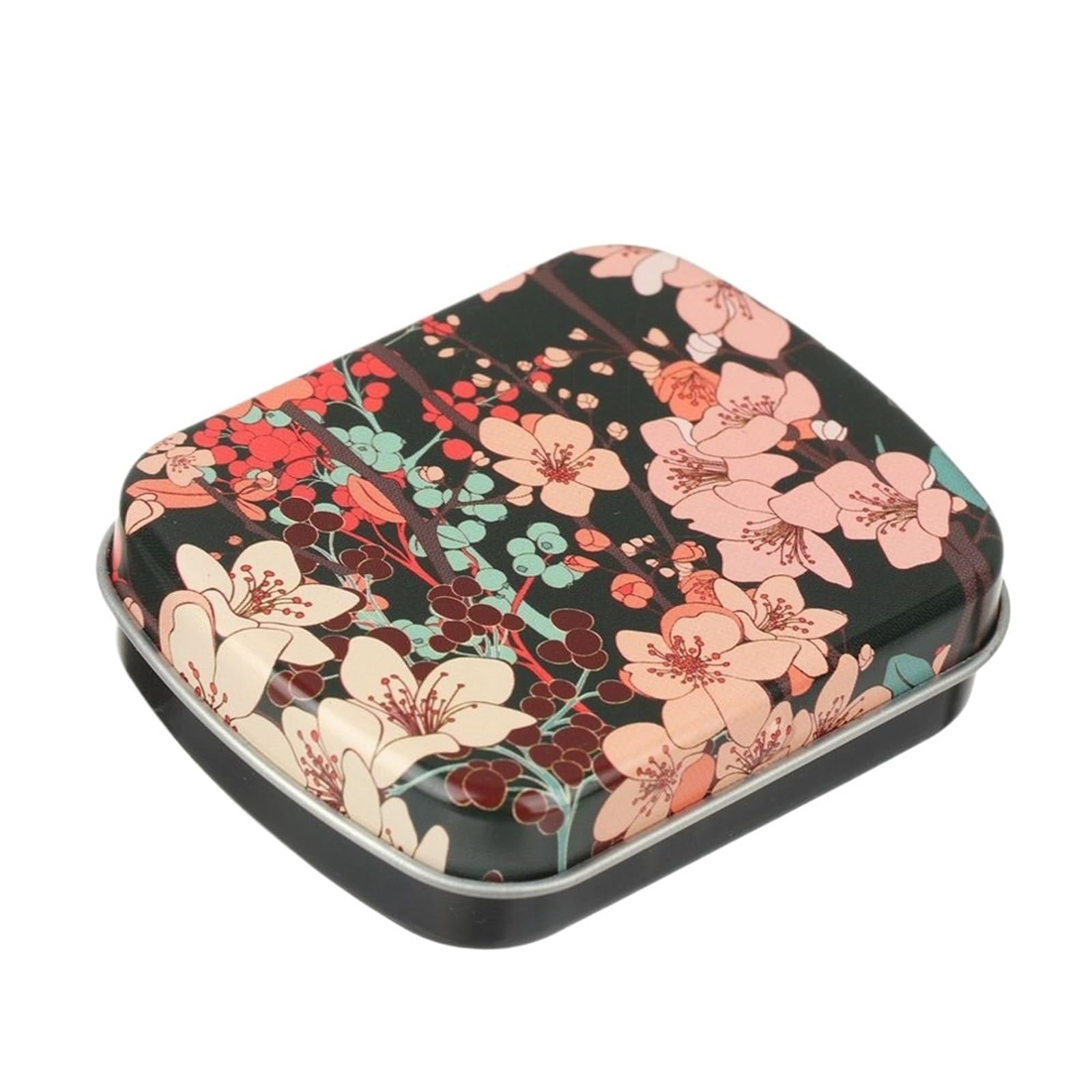 NIUSABOU Small Metal Tin, Mini Rectangular Metal Hinged Flip Tin Box for Candy Tea Jewelry Portable Pill, Multicolor(Color4)